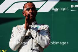 Race winner Lewis Hamilton (GBR) Mercedes AMG F1 on the podium. 29.07.2018. Formula 1 World Championship, Rd 12, Hungarian Grand Prix, Budapest, Hungary, Race Day.