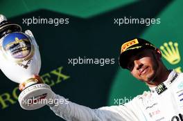 Race winner Lewis Hamilton (GBR) Mercedes AMG F1 celebrates on the podium. 29.07.2018. Formula 1 World Championship, Rd 12, Hungarian Grand Prix, Budapest, Hungary, Race Day.