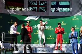 The podium (L to R): Sebastian Vettel (GER) Ferrari, second; Lewis Hamilton (GBR) Mercedes AMG F1, race winner; Kimi Raikkonen (FIN) Ferrari, third. 29.07.2018. Formula 1 World Championship, Rd 12, Hungarian Grand Prix, Budapest, Hungary, Race Day.