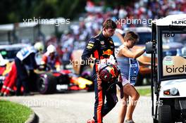 Max Verstappen (NLD) Red Bull Racing RB14 retired from the race. 29.07.2018. Formula 1 World Championship, Rd 12, Hungarian Grand Prix, Budapest, Hungary, Race Day.