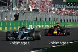 Valtteri Bottas (FIN) Mercedes AMG F1 and Daniel Ricciardo (AUS) Red Bull Racing  29.07.2018. Formula 1 World Championship, Rd 12, Hungarian Grand Prix, Budapest, Hungary, Race Day.