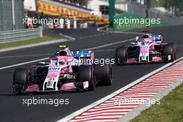Esteban Ocon (FRA) Force India F1 and Sergio Perez (MEX) Sahara Force India F1   29.07.2018. Formula 1 World Championship, Rd 12, Hungarian Grand Prix, Budapest, Hungary, Race Day.