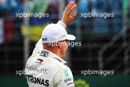Valtteri Bottas (FIN) Mercedes AMG F1 celebrates his second position in qualifying parc ferme. 28.07.2018. Formula 1 World Championship, Rd 12, Hungarian Grand Prix, Budapest, Hungary, Qualifying Day.