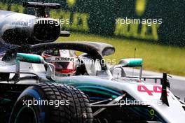 Pole sitter Lewis Hamilton (GBR) Mercedes AMG F1 W09 in qualifying parc ferme. 28.07.2018. Formula 1 World Championship, Rd 12, Hungarian Grand Prix, Budapest, Hungary, Qualifying Day.