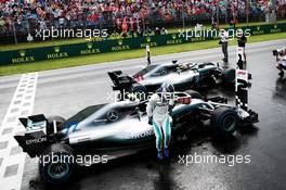 Valtteri Bottas (FIN) Mercedes AMG F1 W09 and Lewis Hamilton (GBR) Mercedes AMG F1 W09 in qualifying parc ferme. 28.07.2018. Formula 1 World Championship, Rd 12, Hungarian Grand Prix, Budapest, Hungary, Qualifying Day.