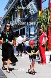 Robin Raikkonen (FIN) with his mother Kimi Raikkonen (FIN) Ferrari. 29.07.2018. Formula 1 World Championship, Rd 12, Hungarian Grand Prix, Budapest, Hungary, Race Day.