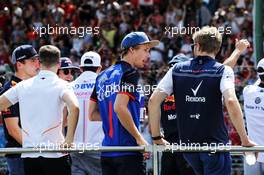 Brendon Hartley (NZL) Scuderia Toro Rosso and Sergey Sirotkin (RUS) Williams on the drivers parade. 29.07.2018. Formula 1 World Championship, Rd 12, Hungarian Grand Prix, Budapest, Hungary, Race Day.