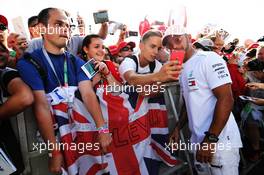 Lewis Hamilton (GBR) Mercedes AMG F1 with fans. 26.07.2018. Formula 1 World Championship, Rd 12, Hungarian Grand Prix, Budapest, Hungary, Preparation Day.