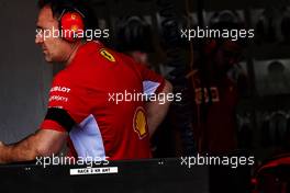 Ferrari employee wearing a black armband in tribute to the passing of Sergio Marchionne. 26.07.2018. Formula 1 World Championship, Rd 12, Hungarian Grand Prix, Budapest, Hungary, Preparation Day.