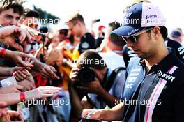 Sergio Perez (MEX) Sahara Force India F1 signs autographs for the fans. 26.07.2018. Formula 1 World Championship, Rd 12, Hungarian Grand Prix, Budapest, Hungary, Preparation Day.