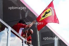 Ferrari fly the flag on their motorhome at half mast in tribute to the passing of Sergio Marchionne. 26.07.2018. Formula 1 World Championship, Rd 12, Hungarian Grand Prix, Budapest, Hungary, Preparation Day.