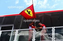 Ferrari fly the flag on their motorhome at half mast in tribute to the passing of Sergio Marchionne. 26.07.2018. Formula 1 World Championship, Rd 12, Hungarian Grand Prix, Budapest, Hungary, Preparation Day.