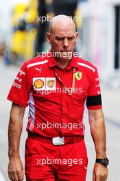 Jock Clear (GBR) Ferrari Engineering Director wears a black armband in tribute to the passing of Sergio Marchionne. 26.07.2018. Formula 1 World Championship, Rd 12, Hungarian Grand Prix, Budapest, Hungary, Preparation Day.