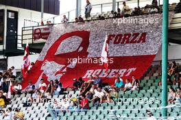 Robert Kubica (POL) Williams Reserve and Development Driver fans in the grandstand and a large banner. 01.08.2018. Formula 1 Testing, Budapest, Hungary.
