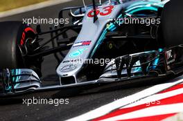 George Russell (GBR) Mercedes AMG F1 W09 Reserve Driver front wing detail. 01.08.2018. Formula 1 Testing, Budapest, Hungary.