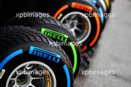 Wet Pirelli show tyre. 31.08.2018. Formula 1 World Championship, Rd 14, Italian Grand Prix, Monza, Italy, Practice Day.