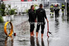 The flooded paddock after a heavy storm. 31.08.2018. Formula 1 World Championship, Rd 14, Italian Grand Prix, Monza, Italy, Practice Day.