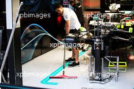 Mercedes AMG F1 pit garage flooded during a rain storm. 31.08.2018. Formula 1 World Championship, Rd 14, Italian Grand Prix, Monza, Italy, Practice Day.