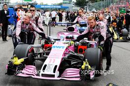 Sergio Perez (MEX) Racing Point Force India F1 VJM11 on the grid. 02.09.2018. Formula 1 World Championship, Rd 14, Italian Grand Prix, Monza, Italy, Race Day.