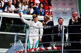 Valtteri Bottas (FIN) Mercedes AMG F1 celebrates his third position on the podium. 02.09.2018. Formula 1 World Championship, Rd 14, Italian Grand Prix, Monza, Italy, Race Day.