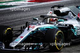 Race winner Lewis Hamilton (GBR) Mercedes AMG F1 W09 celebrates at the end of the race. 02.09.2018. Formula 1 World Championship, Rd 14, Italian Grand Prix, Monza, Italy, Race Day.