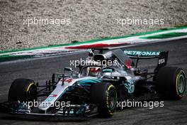 Race winner Lewis Hamilton (GBR) Mercedes AMG F1 W09 celebrates at the end of the race. 02.09.2018. Formula 1 World Championship, Rd 14, Italian Grand Prix, Monza, Italy, Race Day.