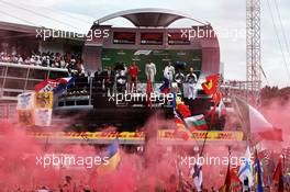 The podium (L to R): Kimi Raikkonen (FIN) Ferrari, second; Lewis Hamilton (GBR) Mercedes AMG F1, race winner; Valtteri Bottas (FIN) Mercedes AMG F1, third. 02.09.2018. Formula 1 World Championship, Rd 14, Italian Grand Prix, Monza, Italy, Race Day.