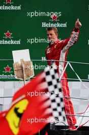 Kimi Raikkonen (FIN) Ferrari celebrates his second position on the podium. 02.09.2018. Formula 1 World Championship, Rd 14, Italian Grand Prix, Monza, Italy, Race Day.