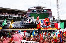 The podium: Kimi Raikkonen (FIN) Ferrari, second; Lewis Hamilton (GBR) Mercedes AMG F1, race winner; Valtteri Bottas (FIN) Mercedes AMG F1, third. 02.09.2018. Formula 1 World Championship, Rd 14, Italian Grand Prix, Monza, Italy, Race Day.