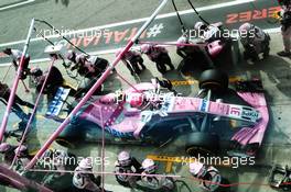 Esteban Ocon (FRA) Racing Point Force India F1 VJM11 makes a pit stop. 02.09.2018. Formula 1 World Championship, Rd 14, Italian Grand Prix, Monza, Italy, Race Day.