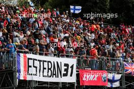 Fans in the grandstand and a banner for Esteban Ocon (FRA) Racing Point Force India F1 Team. 01.09.2018. Formula 1 World Championship, Rd 14, Italian Grand Prix, Monza, Italy, Qualifying Day.