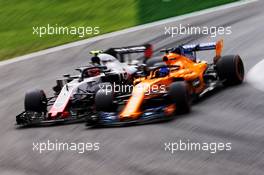 (L to R): Kevin Magnussen (DEN) Haas VF-18 and Fernando Alonso (ESP) McLaren MCL33. 01.09.2018. Formula 1 World Championship, Rd 14, Italian Grand Prix, Monza, Italy, Qualifying Day.