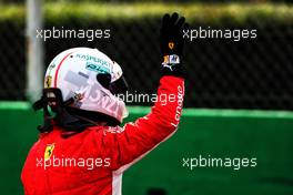 Sebastian Vettel (GER) Ferrari celebrates in qualifying. 01.09.2018. Formula 1 World Championship, Rd 14, Italian Grand Prix, Monza, Italy, Qualifying Day.