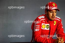 Sebastian Vettel (GER) Ferrari in the post qualifying FIA Press Conference. 01.09.2018. Formula 1 World Championship, Rd 14, Italian Grand Prix, Monza, Italy, Qualifying Day.