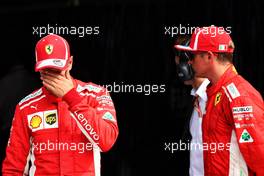 (L to R): Sebastian Vettel (GER) Ferrari in qualifying parc ferme with team mate Kimi Raikkonen (FIN) Ferrari. 01.09.2018. Formula 1 World Championship, Rd 14, Italian Grand Prix, Monza, Italy, Qualifying Day.
