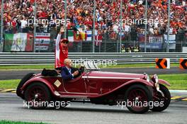 Kimi Raikkonen (FIN) Ferrari on the drivers parade. 02.09.2018. Formula 1 World Championship, Rd 14, Italian Grand Prix, Monza, Italy, Race Day.