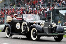 Lewis Hamilton (GBR) Mercedes AMG F1 on the drivers parade. 02.09.2018. Formula 1 World Championship, Rd 14, Italian Grand Prix, Monza, Italy, Race Day.