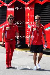 Sebastian Vettel (GER) Ferrari with Antti Kontsas (FIN) Personal Trainer. 30.08.2018. Formula 1 World Championship, Rd 14, Italian Grand Prix, Monza, Italy, Preparation Day.