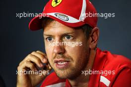 Sebastian Vettel (GER) Ferrari in the FIA Press Conference. 30.08.2018. Formula 1 World Championship, Rd 14, Italian Grand Prix, Monza, Italy, Preparation Day.