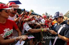 Sergio Perez (MEX) Racing Point Force India F1 Team with fans. 30.08.2018. Formula 1 World Championship, Rd 14, Italian Grand Prix, Monza, Italy, Preparation Day.