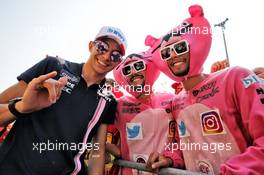 Esteban Ocon (FRA) Racing Point Force India F1 Team with Pink Panthers fans. 30.08.2018. Formula 1 World Championship, Rd 14, Italian Grand Prix, Monza, Italy, Preparation Day.