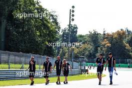 Esteban Ocon (FRA) Racing Point Force India F1 Team walks the circuit with the team. 30.08.2018. Formula 1 World Championship, Rd 14, Italian Grand Prix, Monza, Italy, Preparation Day.
