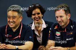 (L to R): Toyoharu Tanabe (JPN) Honda F1 Technical Director and Christian Horner (GBR) Red Bull Racing Team Principal in the FIA Press Conference. 05.10.2018. Formula 1 World Championship, Rd 17, Japanese Grand Prix, Suzuka, Japan, Practice Day.