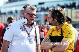 (L to R): Otmar Szafnauer (USA) Racing Point Force India F1 Team Principal and CEO with Ciaron Pilbeam (GBR) Renault Sport F1 Team Chief Race Engineer on the grid. 07.10.2018. Formula 1 World Championship, Rd 17, Japanese Grand Prix, Suzuka, Japan, Race Day.