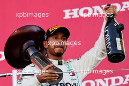 Race winner Lewis Hamilton (GBR) Mercedes AMG F1 celebrates on the podium. 07.10.2018. Formula 1 World Championship, Rd 17, Japanese Grand Prix, Suzuka, Japan, Race Day.