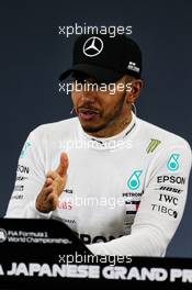 Lewis Hamilton (GBR) Mercedes AMG F1 in the post qualifying FIA Press Conference. 06.10.2018. Formula 1 World Championship, Rd 17, Japanese Grand Prix, Suzuka, Japan, Qualifying Day.