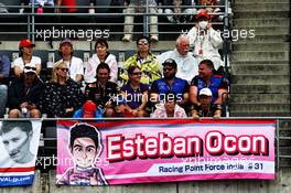 Esteban Ocon (FRA) Racing Point Force India F1 Team and fans in the grandstand. 06.10.2018. Formula 1 World Championship, Rd 17, Japanese Grand Prix, Suzuka, Japan, Qualifying Day.