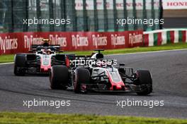 Romain Grosjean (FRA) Haas F1 Team VF-18 leads team mate Kevin Magnussen (DEN) Haas VF-18. 06.10.2018. Formula 1 World Championship, Rd 17, Japanese Grand Prix, Suzuka, Japan, Qualifying Day.