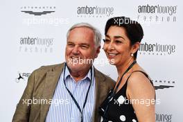 Patrick Head (GBR) Williams Director of Engineering with his wife Monica Head Colombelli at the Amber Lounge Fashion Show. 25.05.2018. Formula 1 World Championship, Rd 6, Monaco Grand Prix, Monte Carlo, Monaco, Friday.
