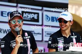 (L to R): Sergio Perez (MEX) Sahara Force India F1 and Esteban Ocon (FRA) Sahara Force India F1 Team on the Fanzone Stage. 25.05.2018. Formula 1 World Championship, Rd 6, Monaco Grand Prix, Monte Carlo, Monaco, Friday.
